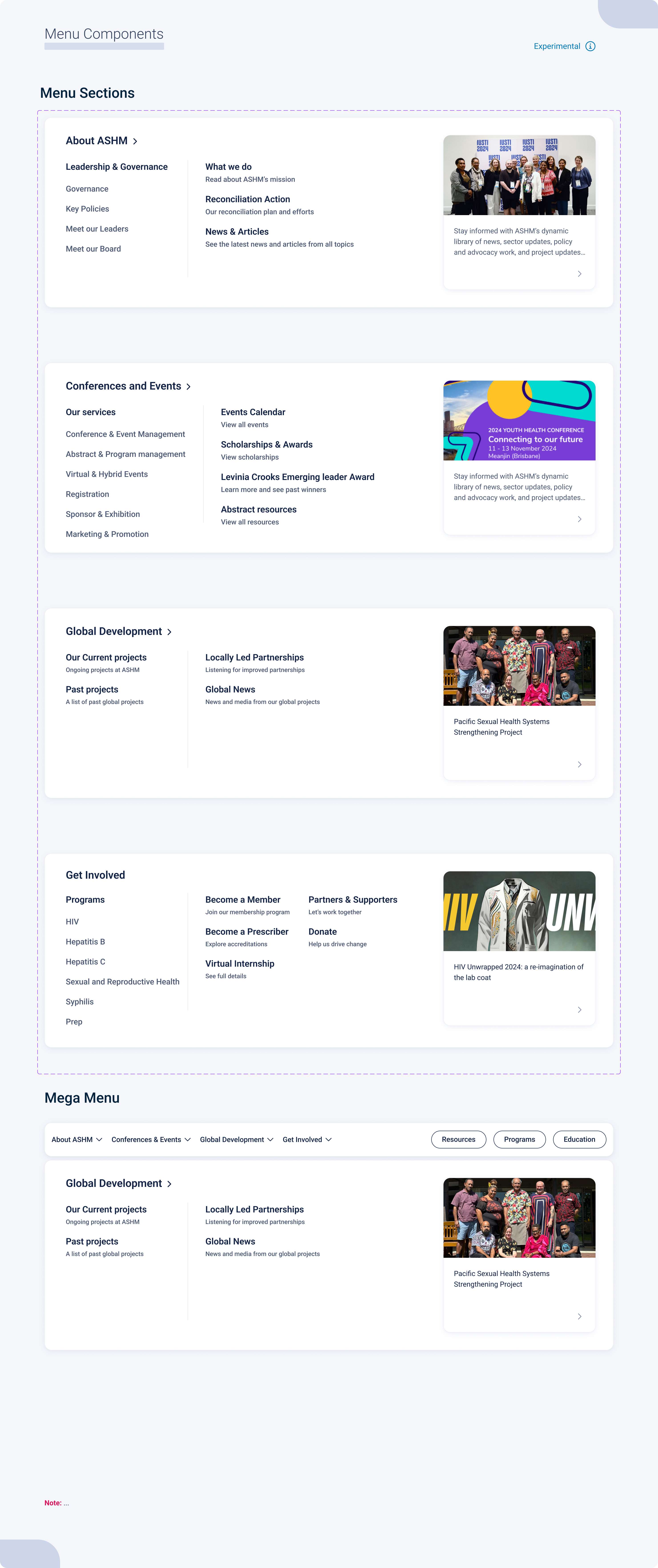 Menu Sections